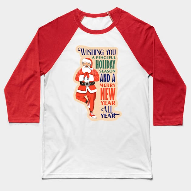 Yoga Santa Xmas Baseball T-Shirt by Daria Popkova